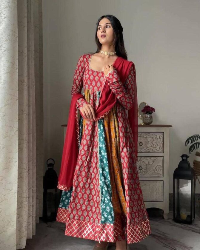 Pehnava Style Heavy Muslin Cotton With Digital Print Gown - Image 2