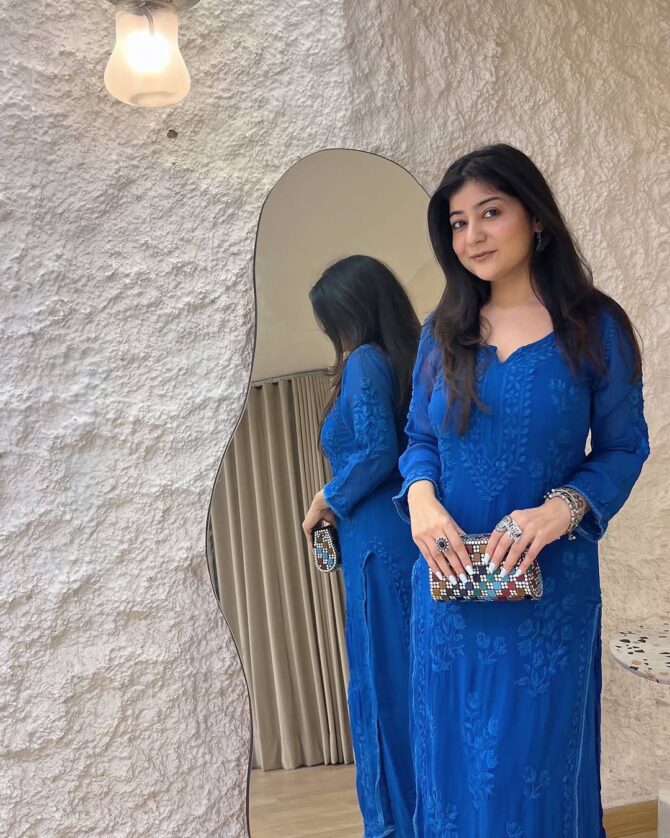 Pehnava Style Georgette Thread Embroidery Work Kurtie Palazzo - Image 9