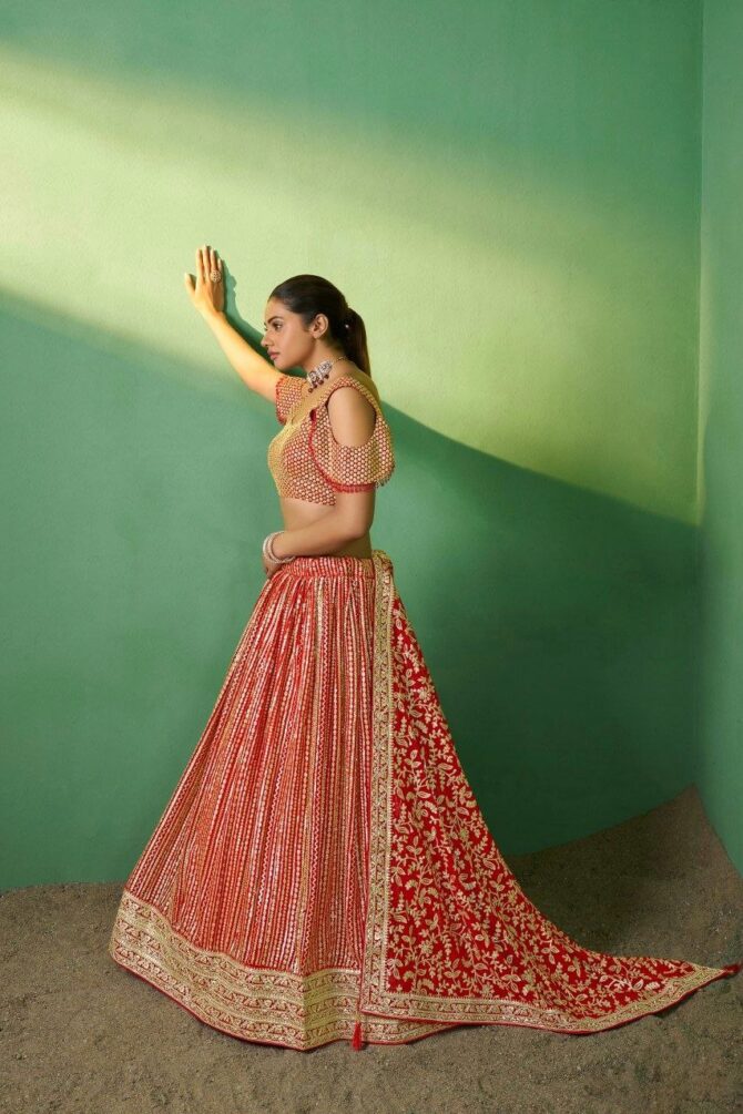 Pehnava Style Georgette Semi Stitched Lehenga - Image 6
