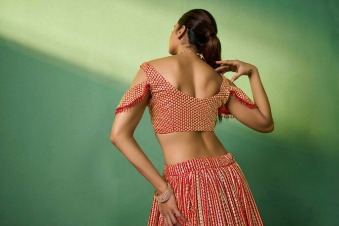Pehnava Style Georgette Semi Stitched Lehenga - Image 5