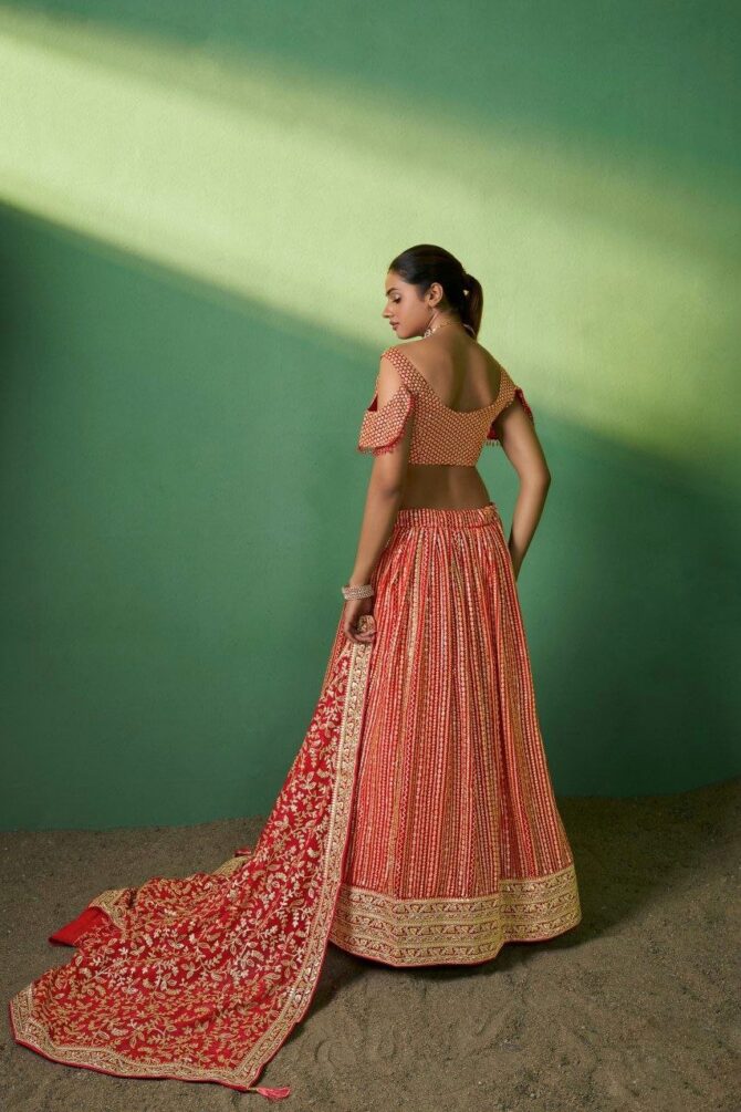 Pehnava Style Georgette Semi Stitched Lehenga - Image 7