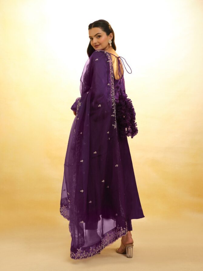 Pehnava Style Organza Hevay Embroidered Cotton Kurtie Set - Image 8
