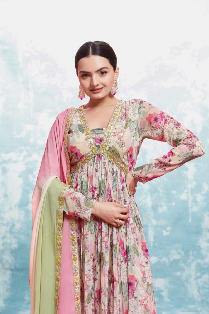 Pehnava Style Multicolor Georgette Kurtie Set - Image 5