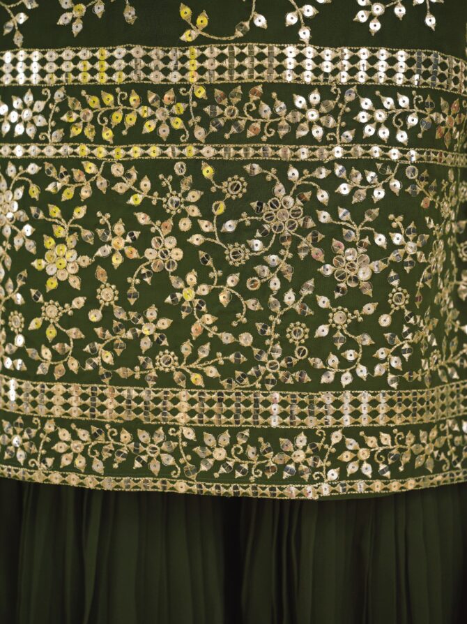 Pehnava Style Heavy Embroidered Georgette Sharara - Image 4