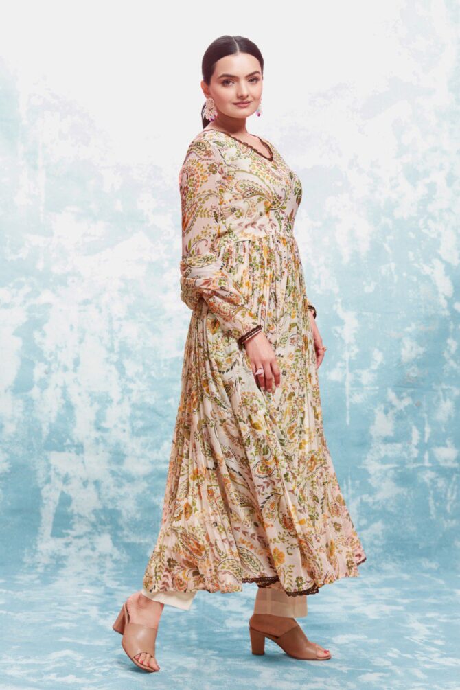 Pehnava Style Chiffon Micro Cotton Digital Printed Kurtie Set - Image 4