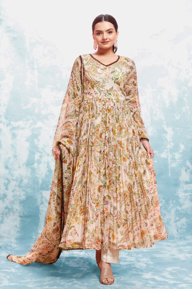 Pehnava Style Chiffon Micro Cotton Digital Printed Kurtie Set