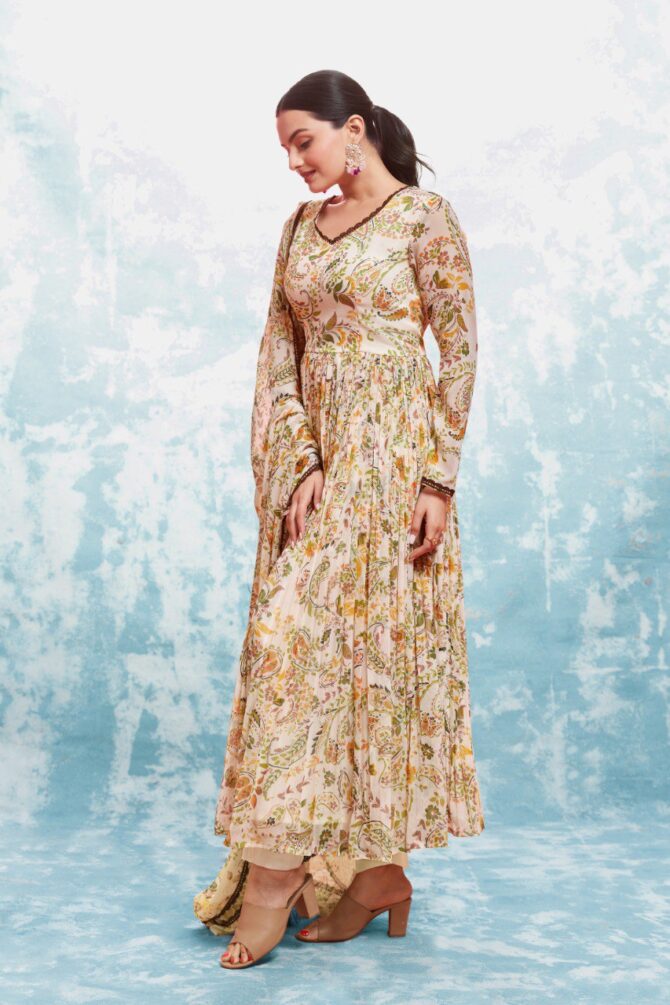 Pehnava Style Chiffon Micro Cotton Digital Printed Kurtie Set - Image 3