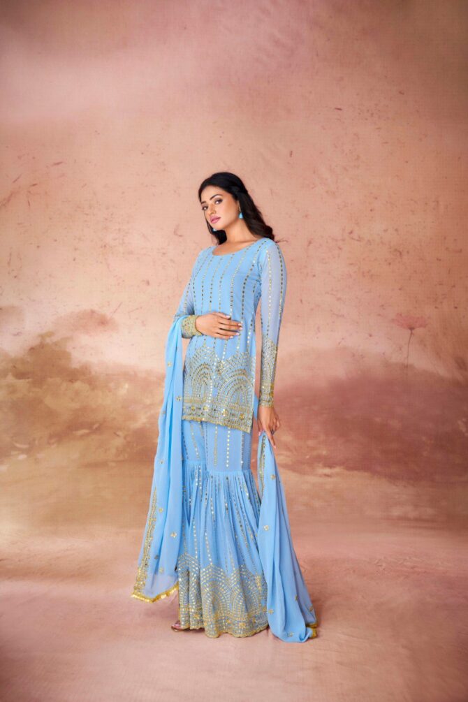 Pehnava Style Sky Georgette sharara - Image 2