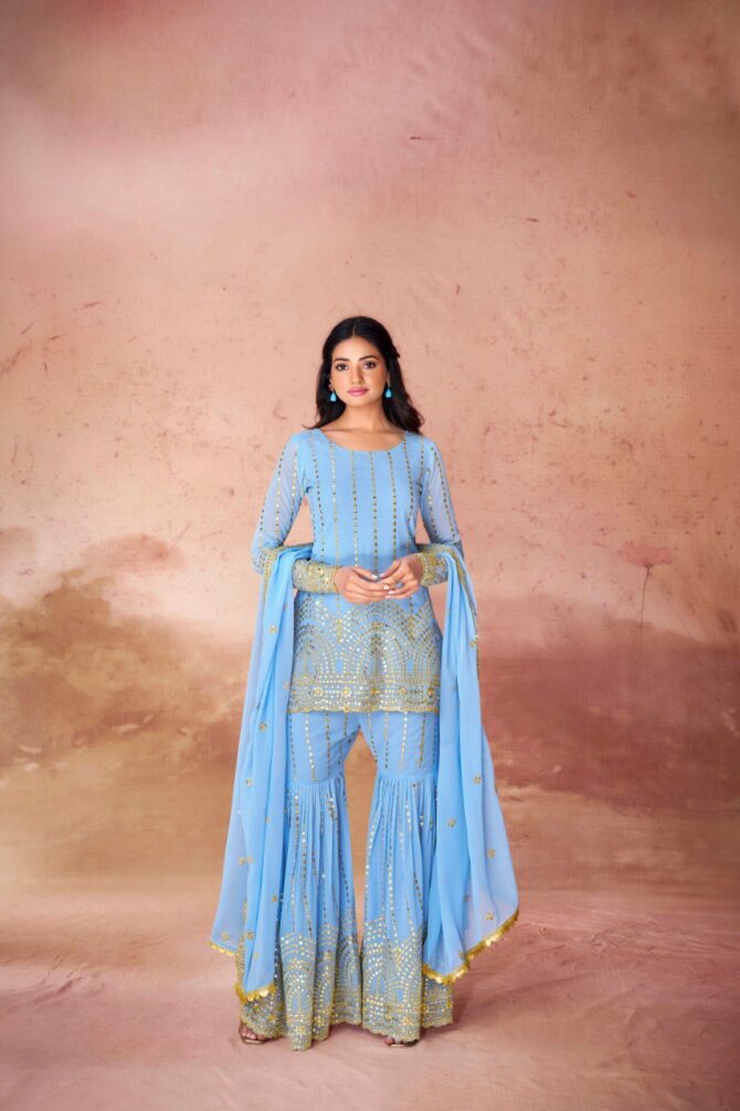 Pehnava Style Sky Georgette sharara