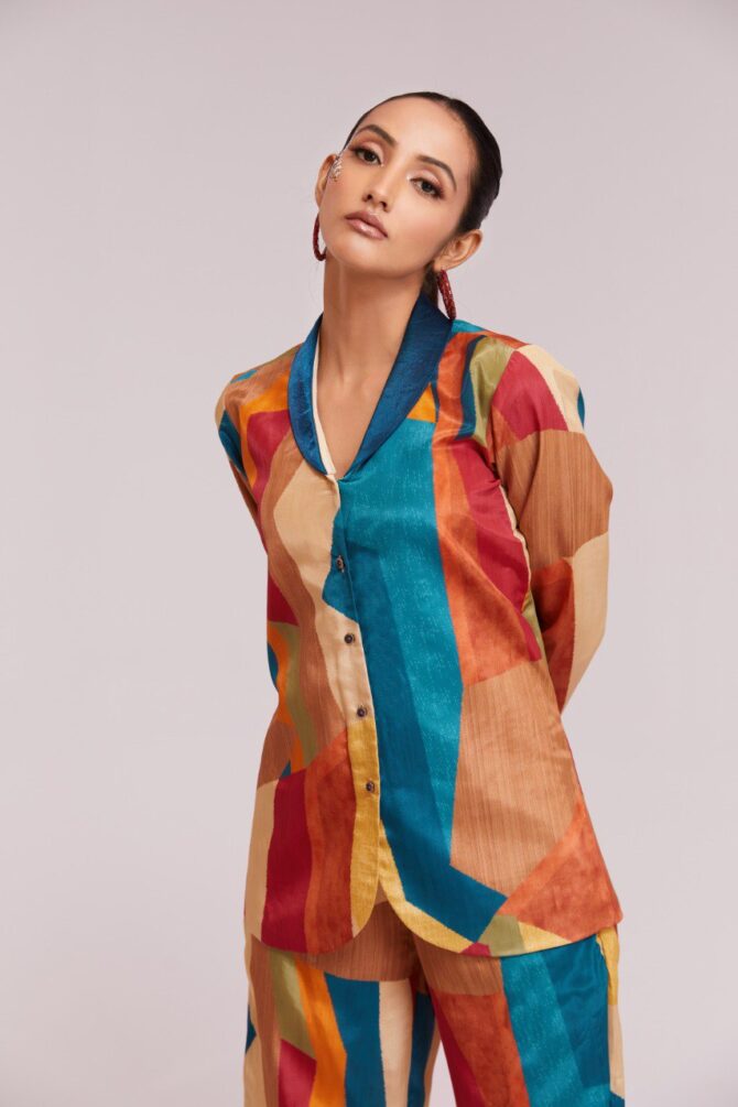 Pehnava Style Multi Color Crepe Printed Co-Ord Set - Image 2