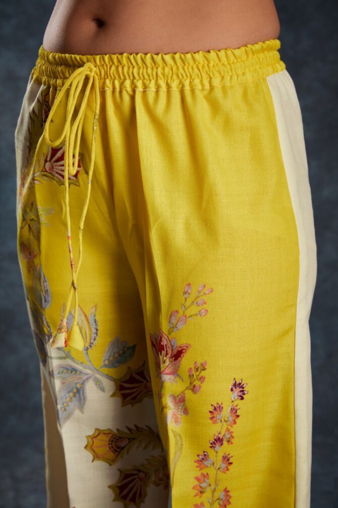 Pehnava Style Yellow Linen Printed Co-Ord Set - Image 6