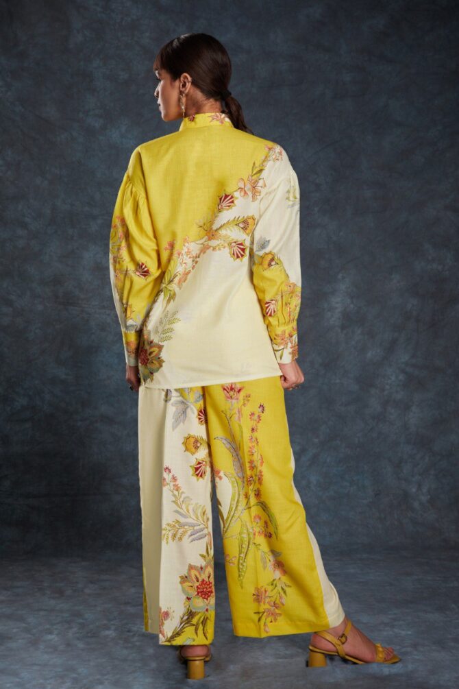 Pehnava Style Yellow Linen Printed Co-Ord Set - Image 7