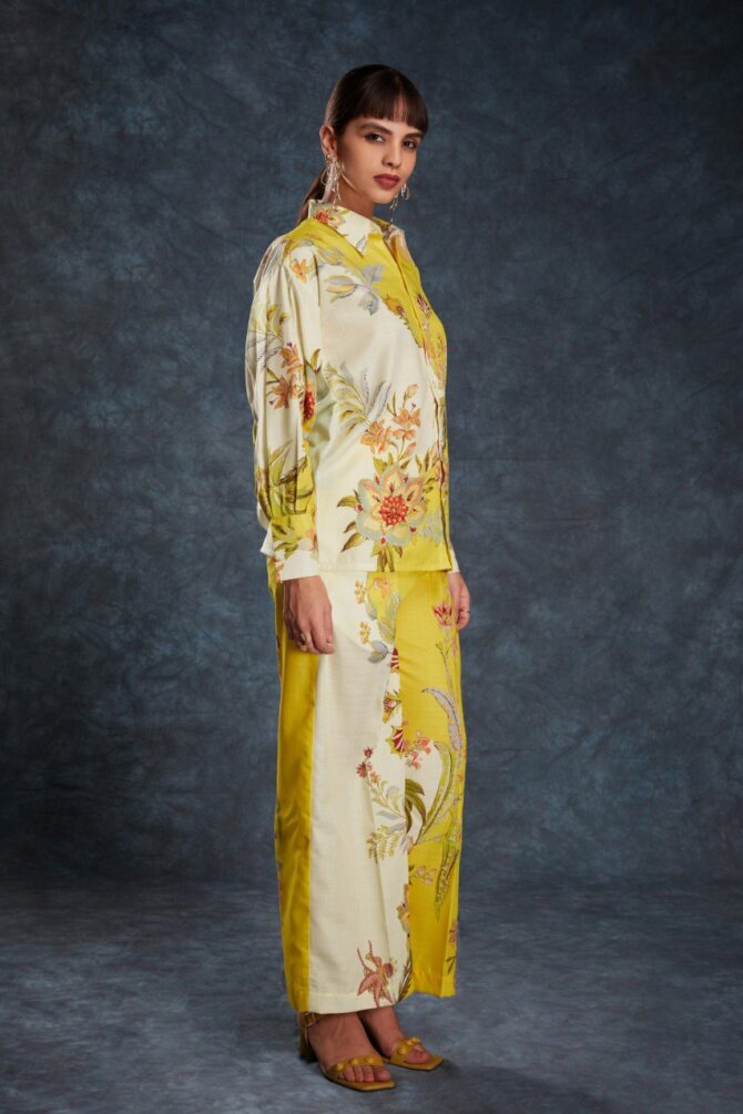 Pehnava Style Yellow Linen Printed Co-Ord Set - Image 9