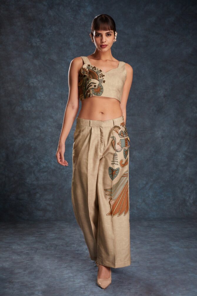 Pehnava Style Brown Linen Printed Co-Ord Set