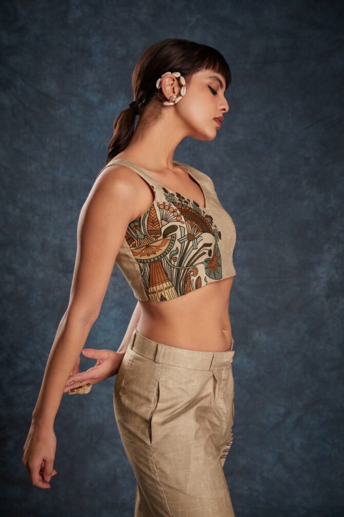 Pehnava Style Brown Linen Printed Co-Ord Set - Image 8