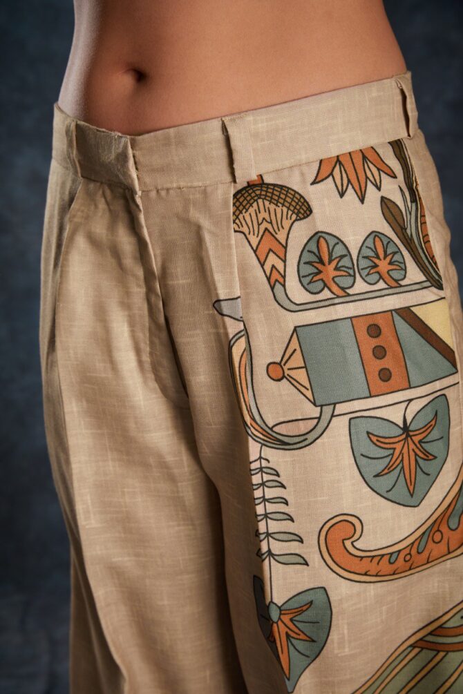 Pehnava Style Brown Linen Printed Co-Ord Set - Image 7