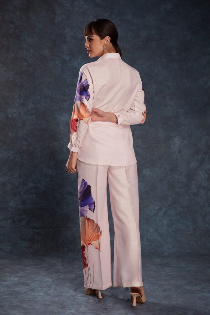 Pehnava Style Light Pink Linen Printed Co-Ord Set - Image 3