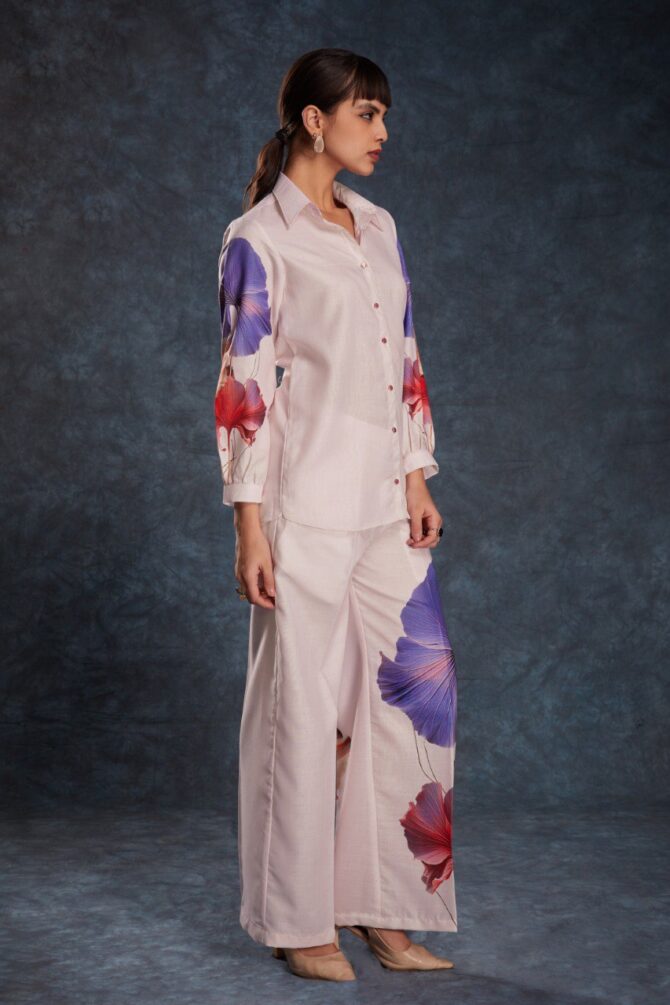 Pehnava Style Light Pink Linen Printed Co-Ord Set - Image 6