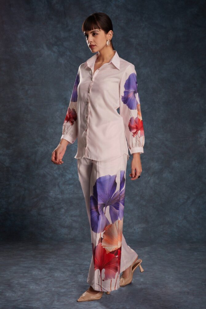 Pehnava Style Light Pink Linen Printed Co-Ord Set - Image 7