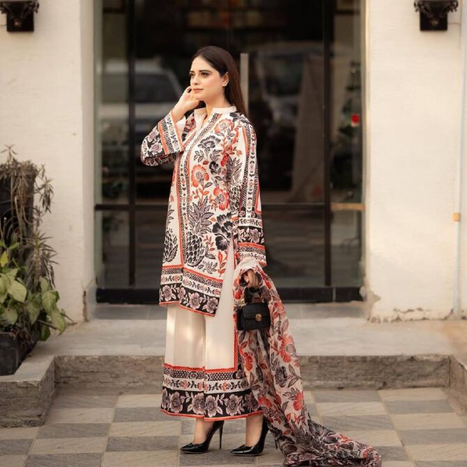 Pehnava Style Pure Natural Crepe With Digital Print Co-Ord Set - Image 3