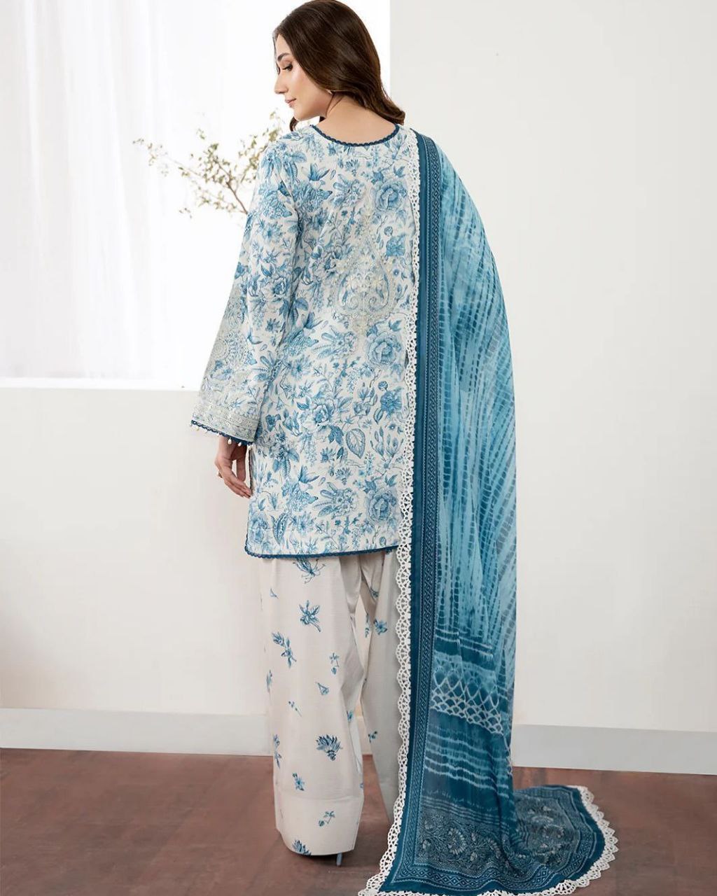 Pehnava Style Pure Natural Crepe With Digital Print Embroidery Work Kurtie Farshi Palazzo With Duppatta - Image 6