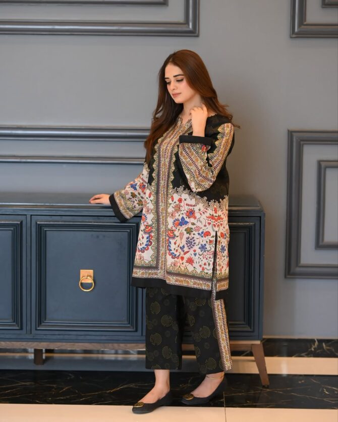Pehnava Style Pure Natural Crepe With Digital Print Co-Ord Set - Image 2