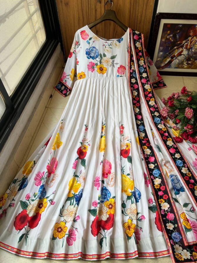 NEW SUMMER SPECIAL DESIGNER PRINTED ANARKALI GOWN - Image 5