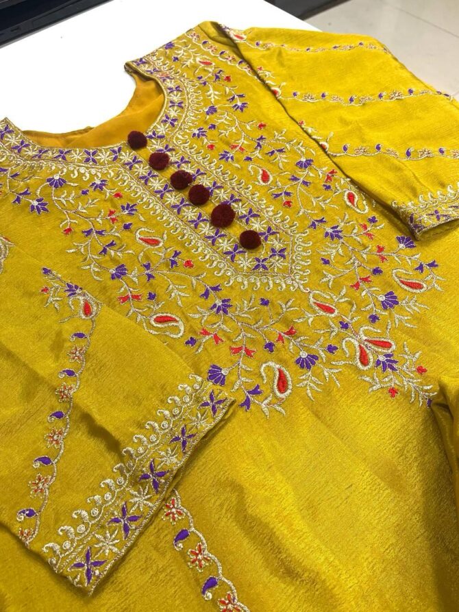 CHINNON SILK TOP WITH BEAUTIFUL FULLY EMBROIDERED CHINNON SILK PLAZZO - Image 5