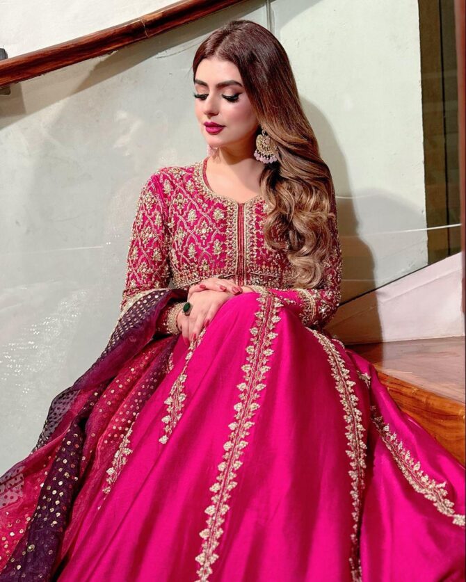 PRESENTING NEW GOOD QUALITY HEAVY SEQUINS EMBROIDERY WORK ANARKALI STYLE OUTFIT IN CHINON SILK FABRIC - Image 4