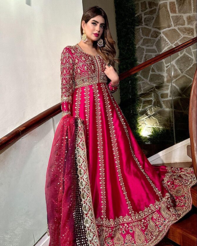 PRESENTING NEW GOOD QUALITY HEAVY SEQUINS EMBROIDERY WORK ANARKALI STYLE OUTFIT IN CHINON SILK FABRIC - Image 8