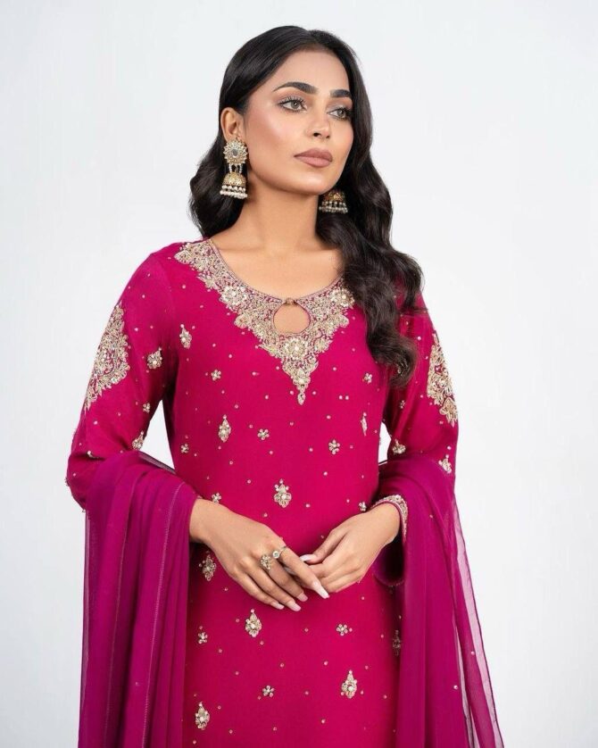 GOOD QUALITY GEORGETTE TOP WITH BEAUTIFUL FULLY EMBROIDERED GEORGETTE PLAZZO - Image 7