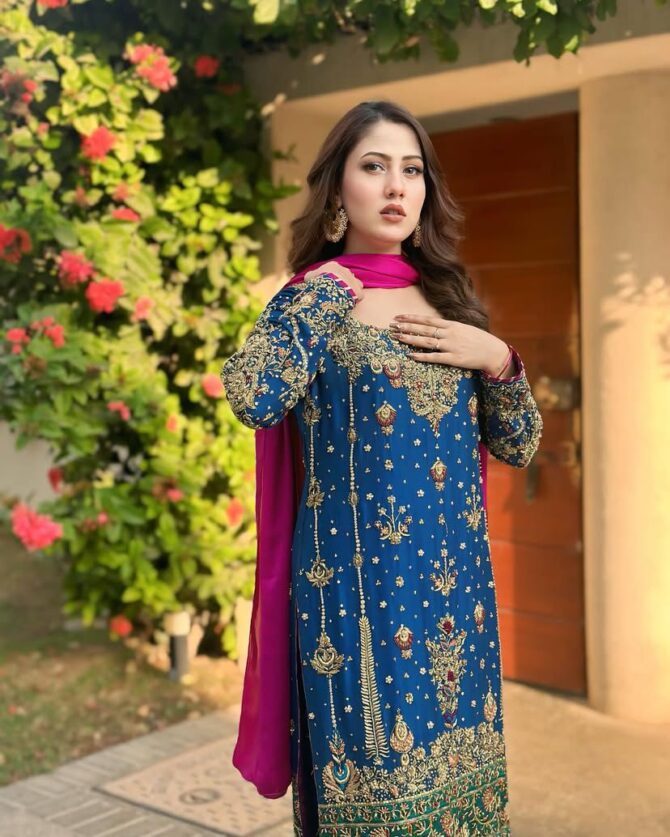 PRESENTING GOOD QUALITY CHINON SILK KURTI-PANT & DUPATTA SET WITH BEAUTIFUL ZARI & SEQUINS EMBROIDERY WORK