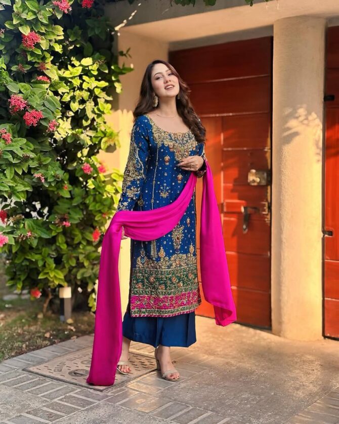 PRESENTING GOOD QUALITY CHINON SILK KURTI-PANT & DUPATTA SET WITH BEAUTIFUL ZARI & SEQUINS EMBROIDERY WORK - Image 10