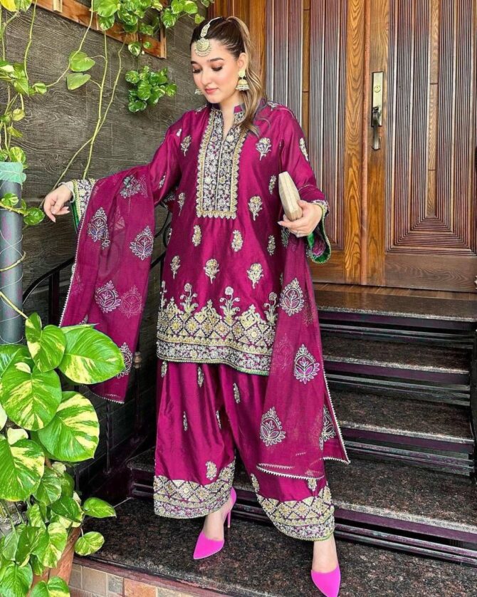 PRESENTING NEW KURTI-PLAZZO SET IN CHINON SILK  WITH BEAUTIFUL SEQUINS EMBROIDERY WORK - Image 2