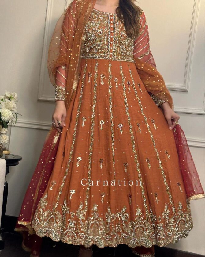 PRESENTING NEW DESIGNER SEQUINS & ZARI EMBROIDERED ANARKALI GOWN - Image 3