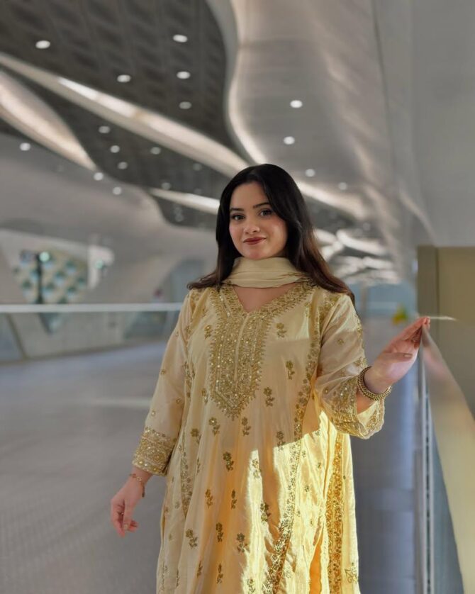 Pehnava Style Chinon Silk Emroidery Work Sharara - Image 2