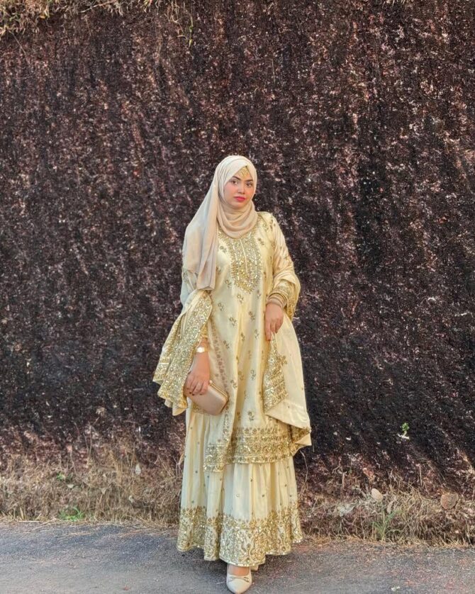 Pehnava Style Chinon Silk Emroidery Work Sharara - Image 8