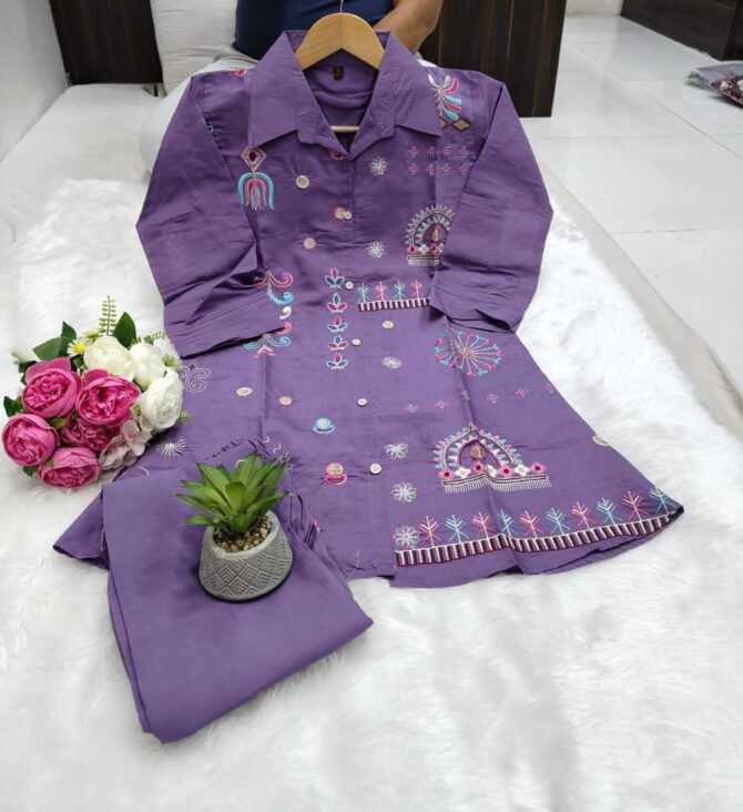 Pehnava Style Premium Roman Silk Colour Interlocked Co-Ord Set